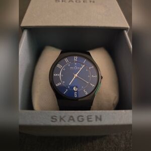 Skagen Sundby Titanium Midnight Watch - NEW Battery + Box